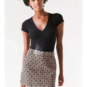 BDG Sybale Black/orange/tan Corduroy Mini Skirt, size 4